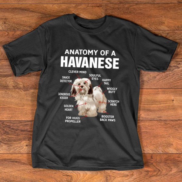 anatomy of a havanese funny dogs t-shirt