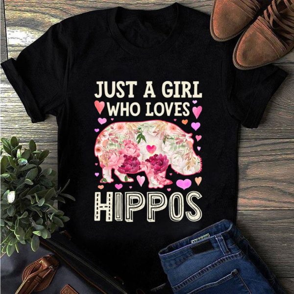 just a girl who loves hippos flower t-shirt