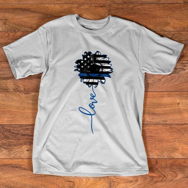 love blue line sunflower hippie lover t-shirt