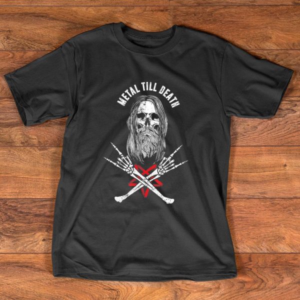 metal till death bearded skull t-shirt