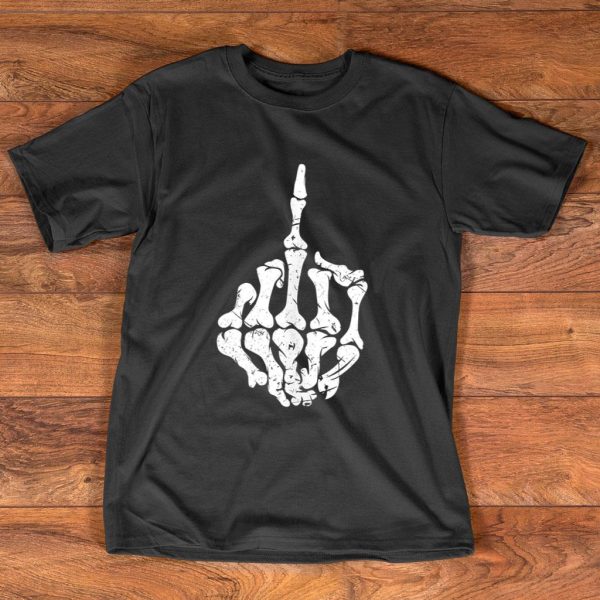 offensive biker middle finger skull t-shirt