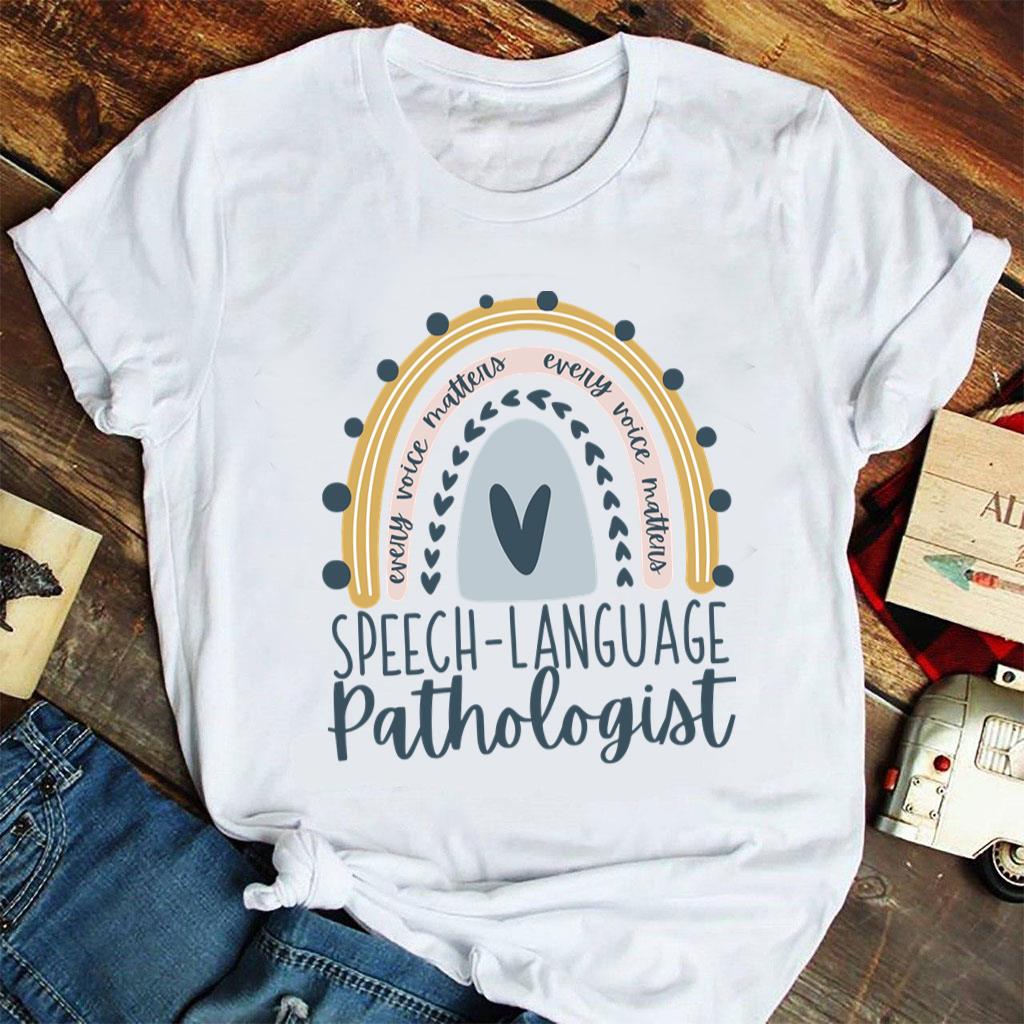 Speech Language Therapist Matters T-Shirt For Women With Rainbow ...