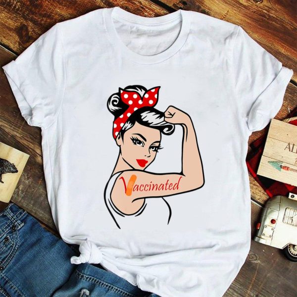 vaccinated rosie the riveter t-shirt