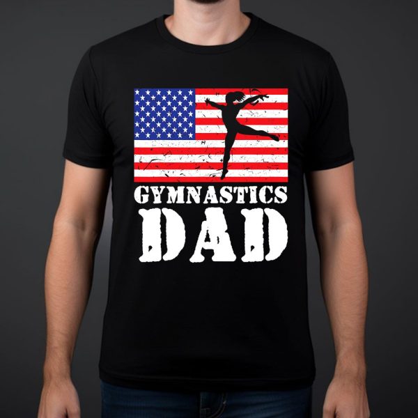 american distressed flag gymnastics dad t shirt