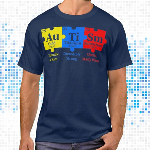 autism awareness puzzle chemical element t shirt
