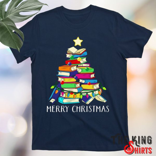 book christmas tree merry christmas t shirt