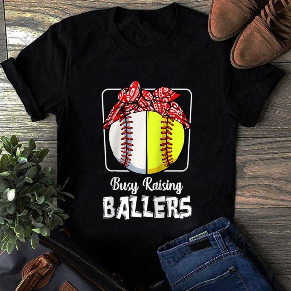 busy raising ballers softball funny t-shirt