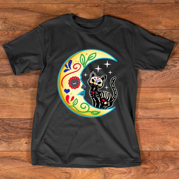 cat and moon t shirt