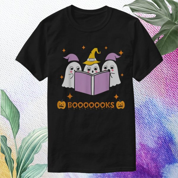 cute ghost book reading halloween t shirt
