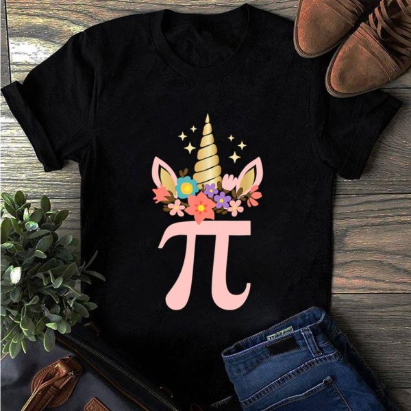 cute unicorn face pi day girls t-shirt