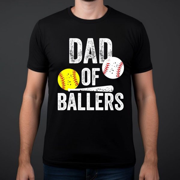 dad of ballers baseball softball t shirt