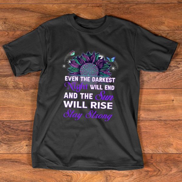 domestic violence strong survivor purple ribbon sunflower t-shirt
