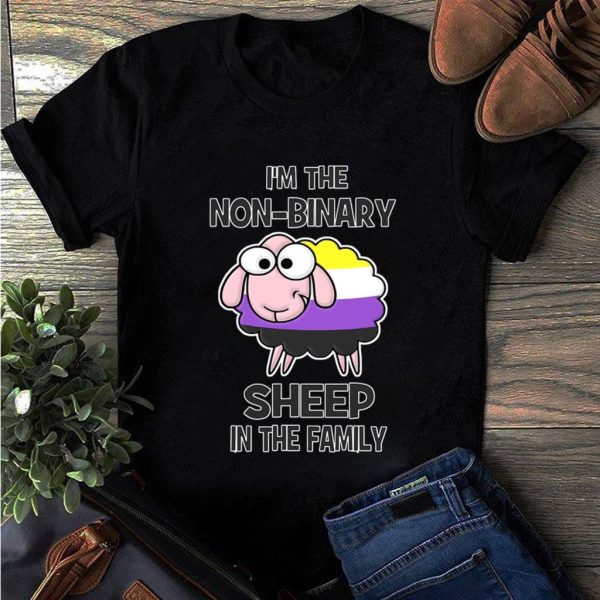 funny nonbinary sheep in the family t-shirt