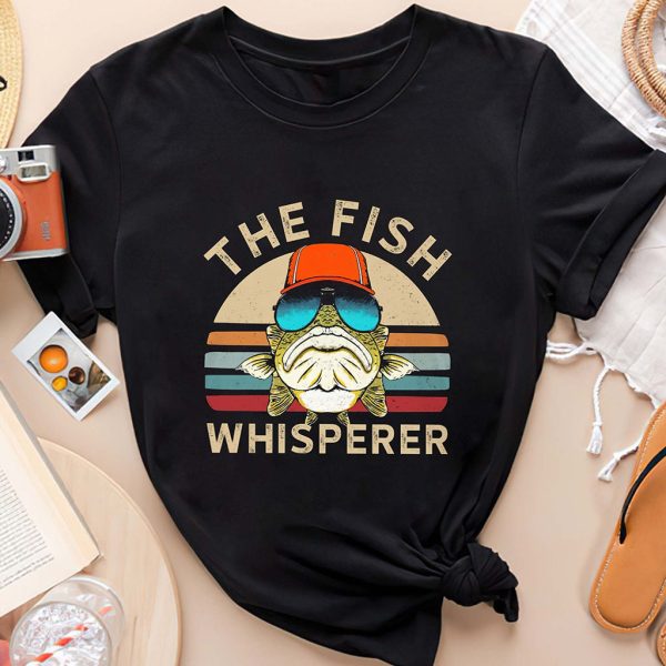 funny vintage retro the fish whisperer t shirt