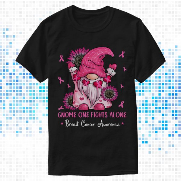 gnome one fights alone breast cancer awareness t shirt