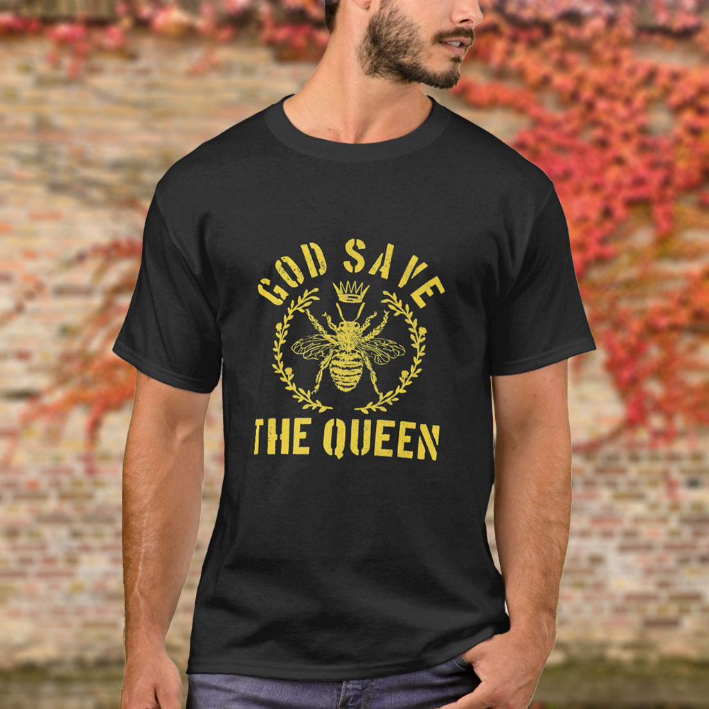 Funny Bee T-Shirt – Men's White Crew Neck, Gildan 4100, Handmade Short Sleeve Tee