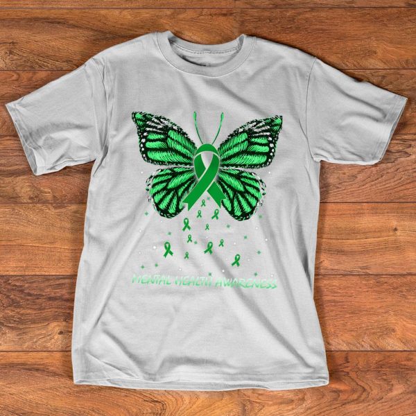 green butterfly mental health awareness t shirt
