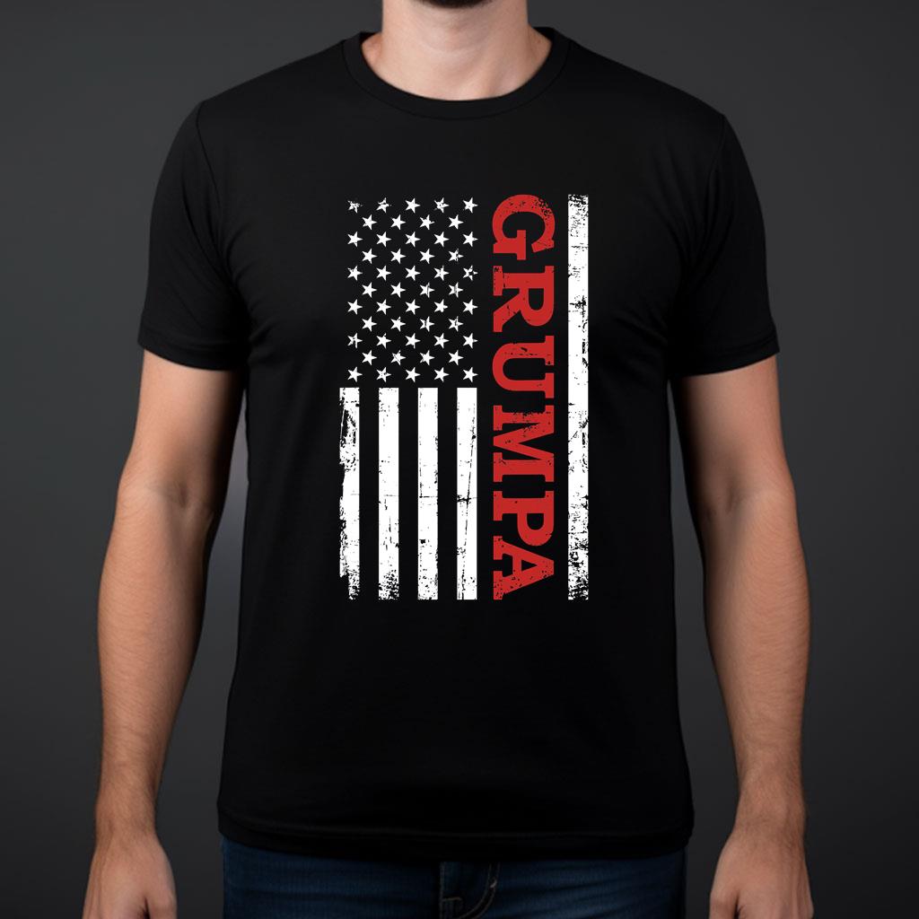 Grumpa T For Men With American Vintage Flag And Text - TheKingShirts