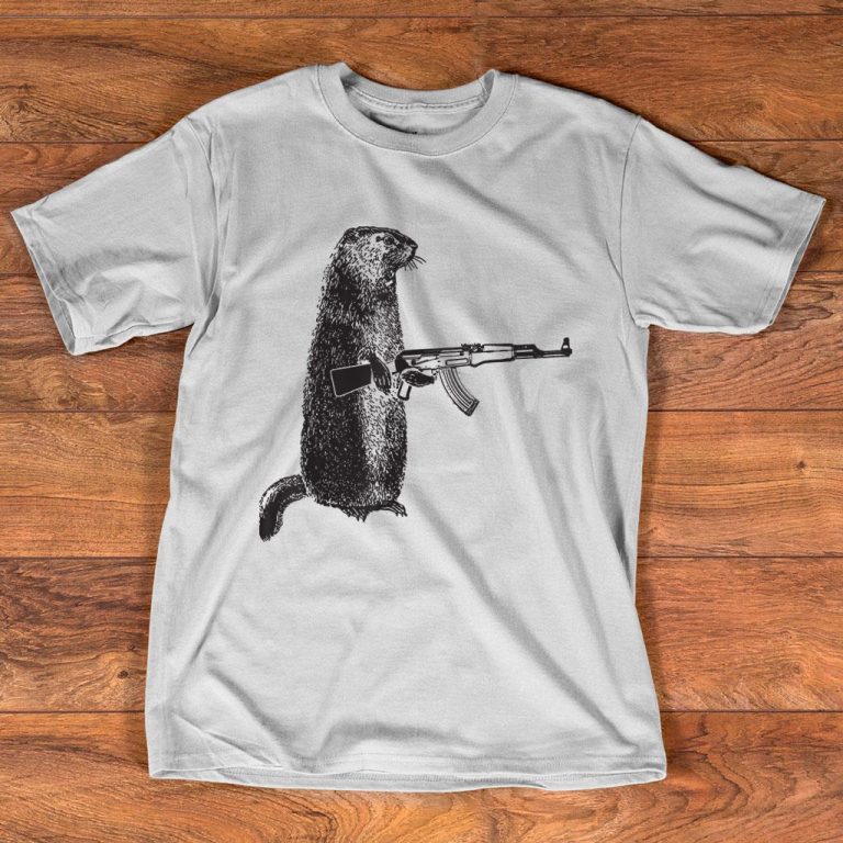 Hunting Design Woodchuck Ak-47 Gun Groundhog T Shirt For Unisex