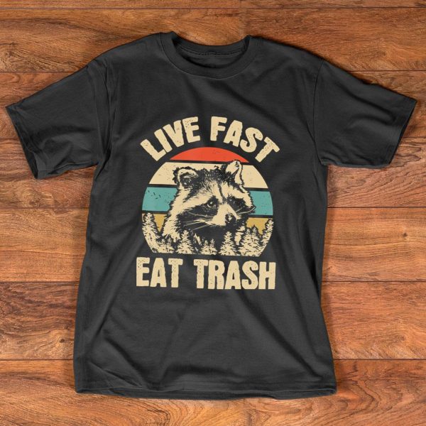live fast eat trash funny raccoon camping t shirt