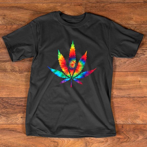 marijuana ocean tie dye rainbow hippie t shirt