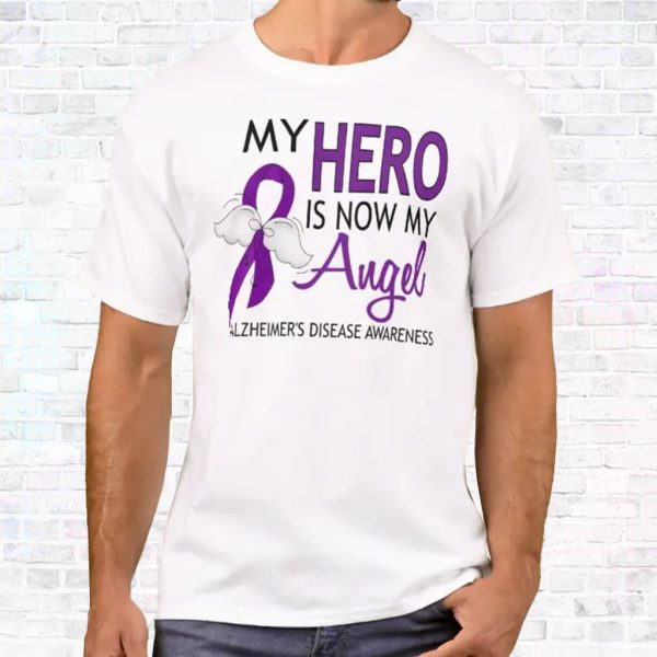 my hero is my angel alzheimer's awareness t shirt