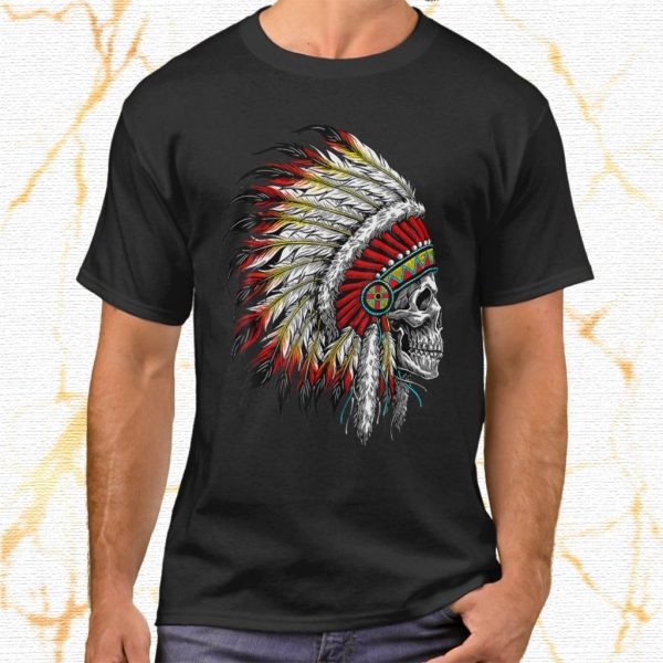 native american indian chief skull t shirt