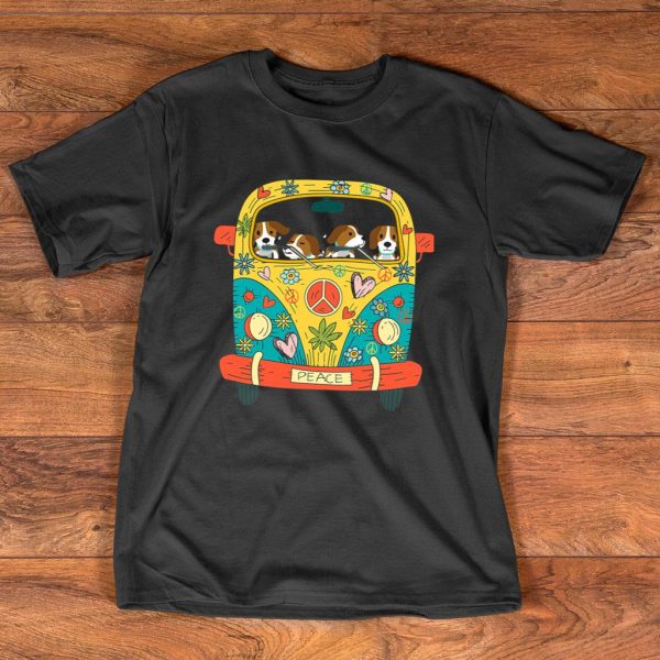 peace dog hippie car t shirt