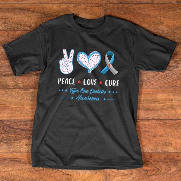 peace love cure type one diabetes awareness t shirt