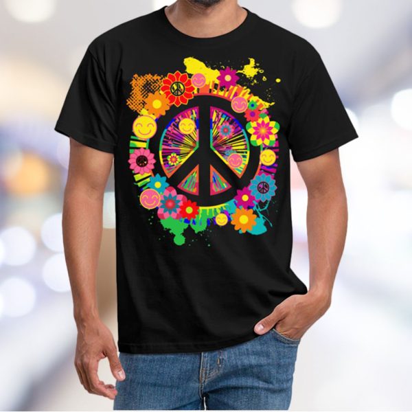 peace sign hippie 70's t shirt