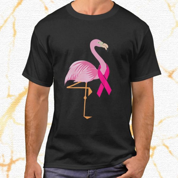 pink flamingo ribbon breast cancer t shirt