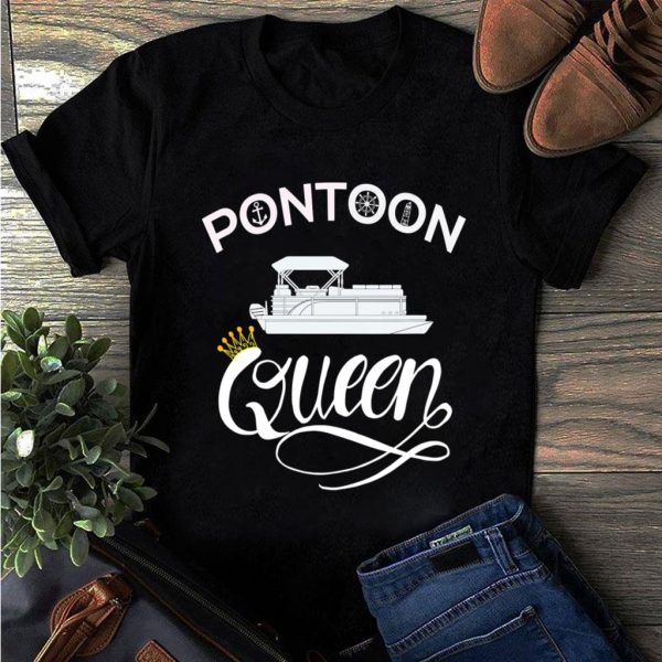 pontoon queen funny pontoon boat accessories t-shirt