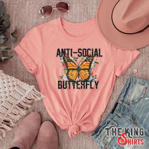 retro anti social butterfly t-shirt