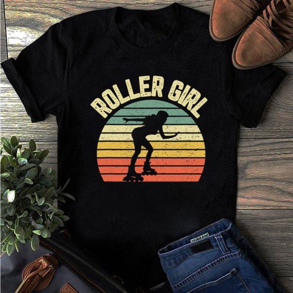 retro roller girl skating 70s 80s t-shirt