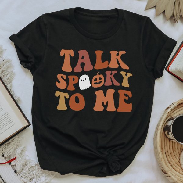 retro talk spooky to me ghost halloween t shirt
