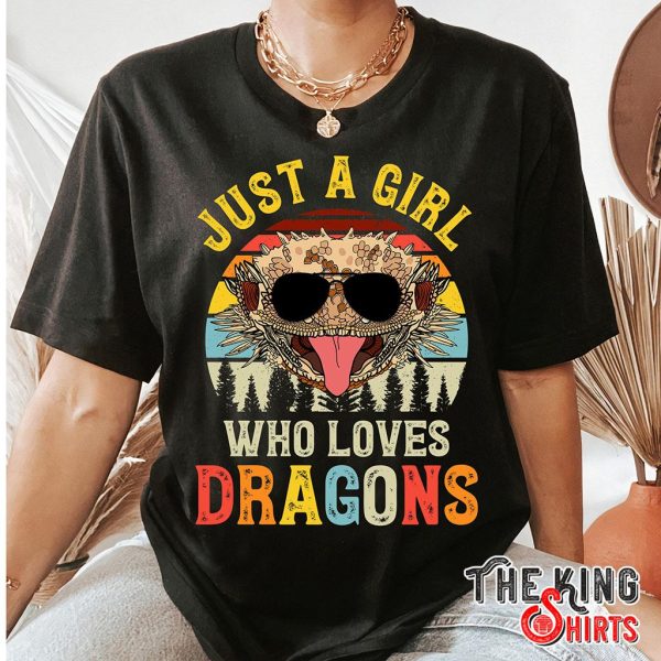 retro vintage just a girl who loves bearded dragons t-shirt