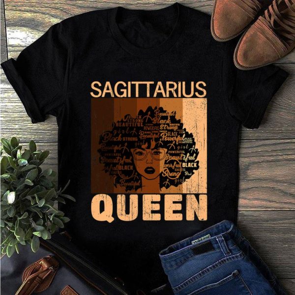 sagittarius queen afro birthday black african american t-shirt