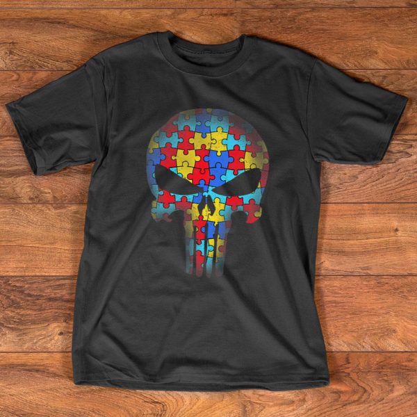 skull autism awareness t shirt
