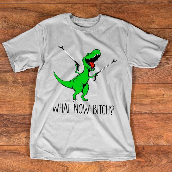t-rex dinosaur what now bitch funny tyrannosaurus rex t-shirt