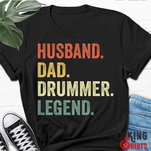 vintage husband dad drummer legend t shirt