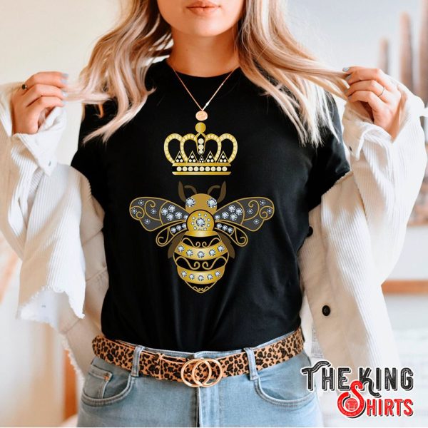 vintage king queen bee crown diamond t-shirt