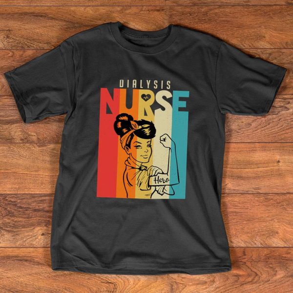 vintage rosie the riveter dialysis nurse t-shirt