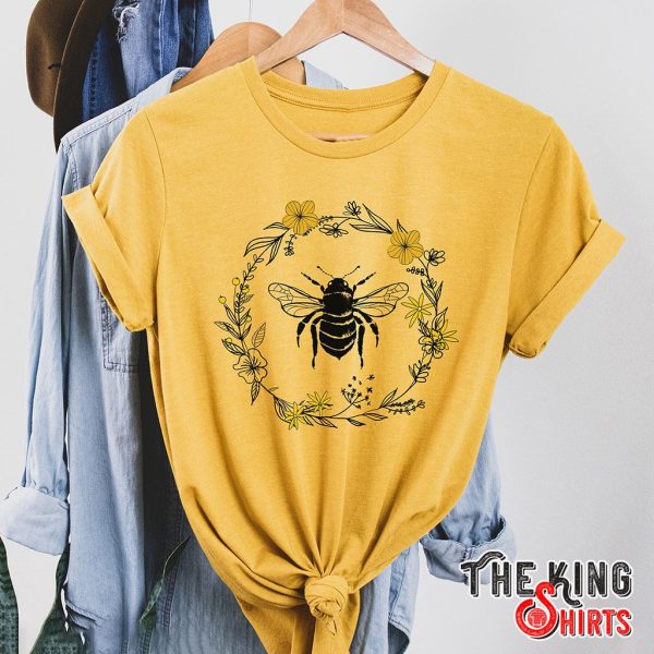 vintage style cute bee botanical t-shirt