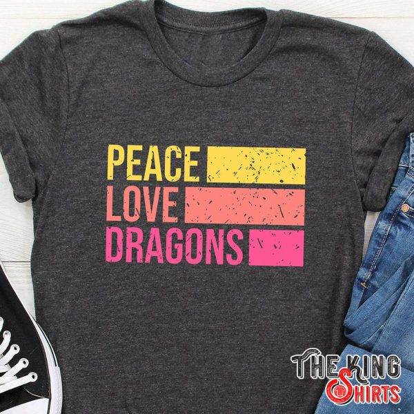 vintage style retro peace love dragons t-shirt