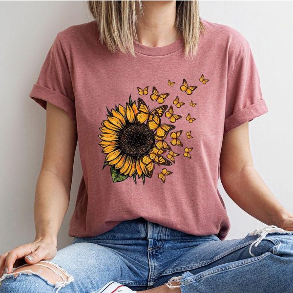 vintage sunflower dandelion butterfly t shirt