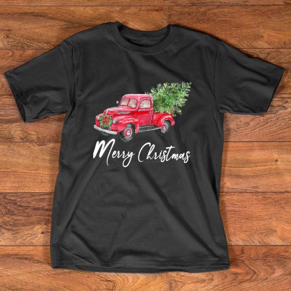 vintage truck christmas tree t shirt