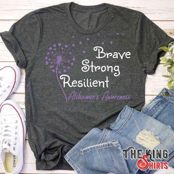 brave strong resilient alzheimer's awareness t-shirt