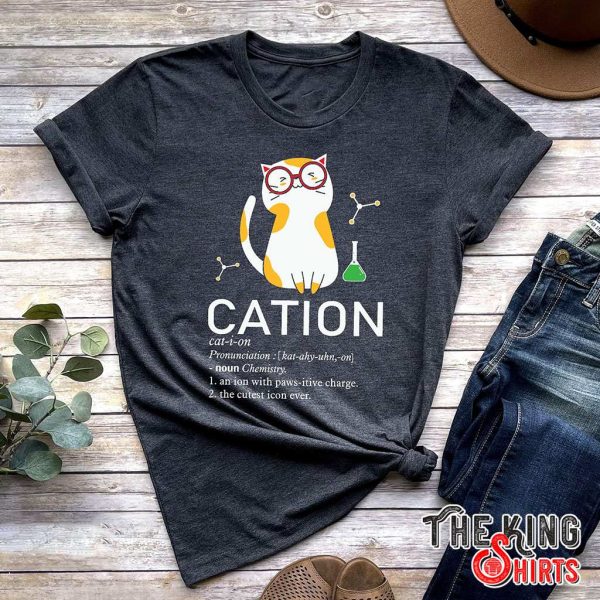 cation chemistry cute cats glasses t-shirt
