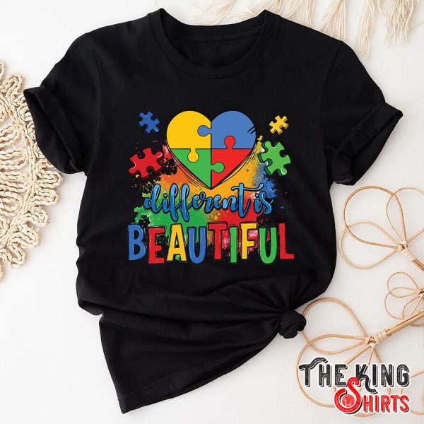 different is beautiful autism awareness t-shirt