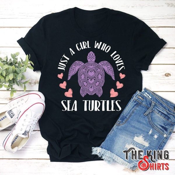 just a girl who loves purple turtles t-shirt